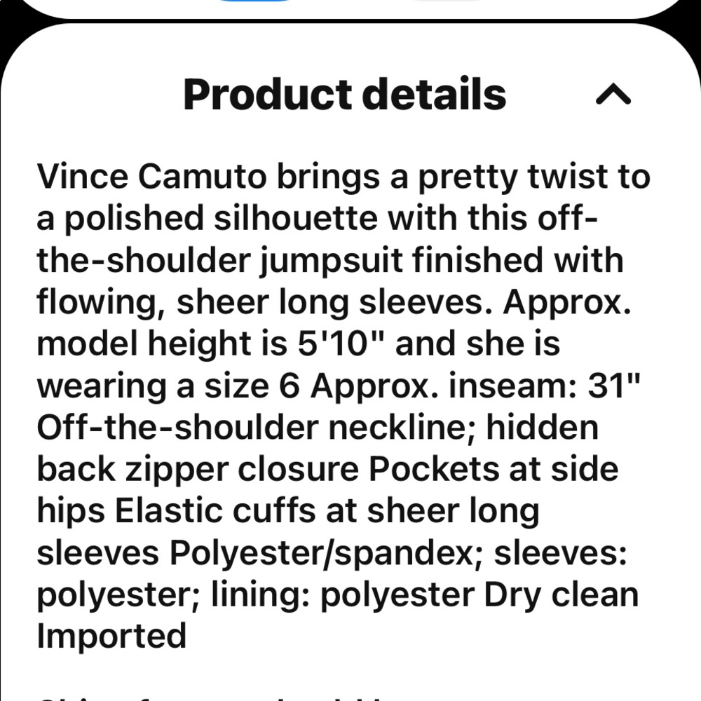 Vince Camuto Black Off-Shoulder Jumpsuit - Picture 6 of 6
